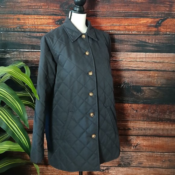 Orvis Quilted Jacket Size M Diamond Chore Coat Lined Button Front Black - Picture 9 of 11